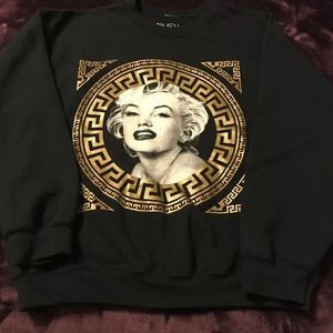Marilyn Monroe Black & Gold Sweatshirt Women Large
